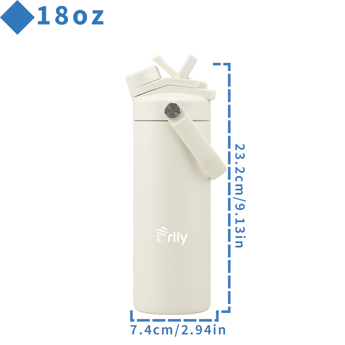 18oz internal-thread insulated water bottle dimensions