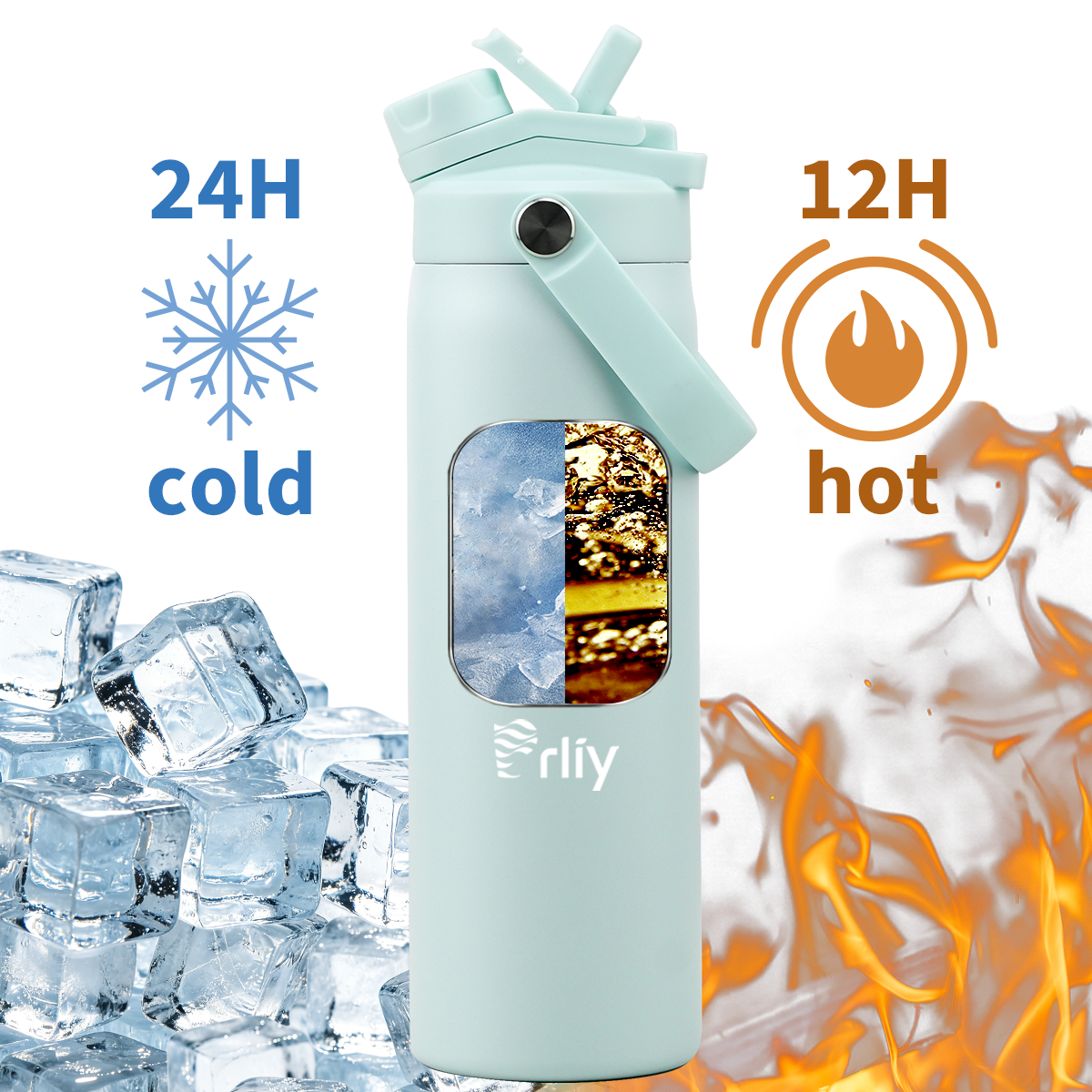 24oz double-wall vacuum insulated water bottle for hot and cold drinks