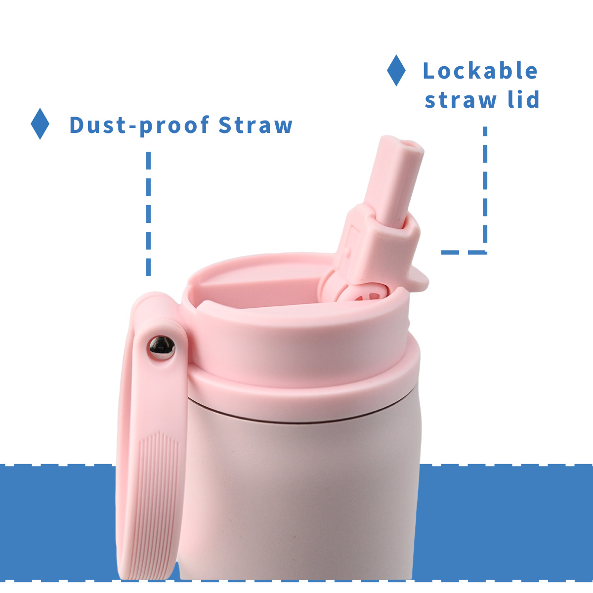 LoopFlow™ hidden handle push slider straw lid