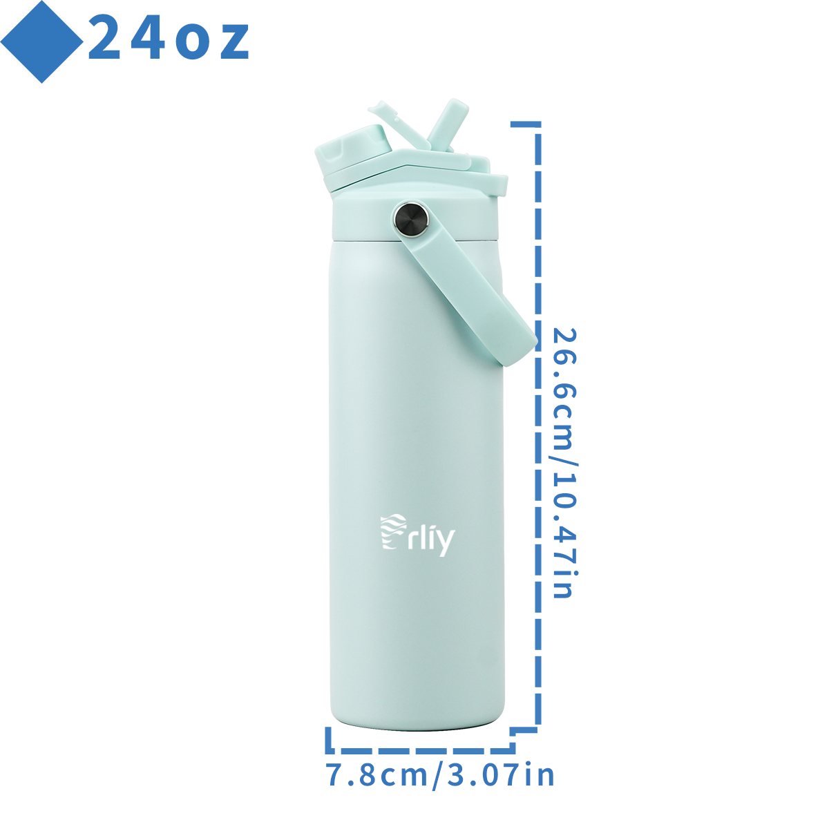 24oz internal-thread water bottle dimensions and capacity