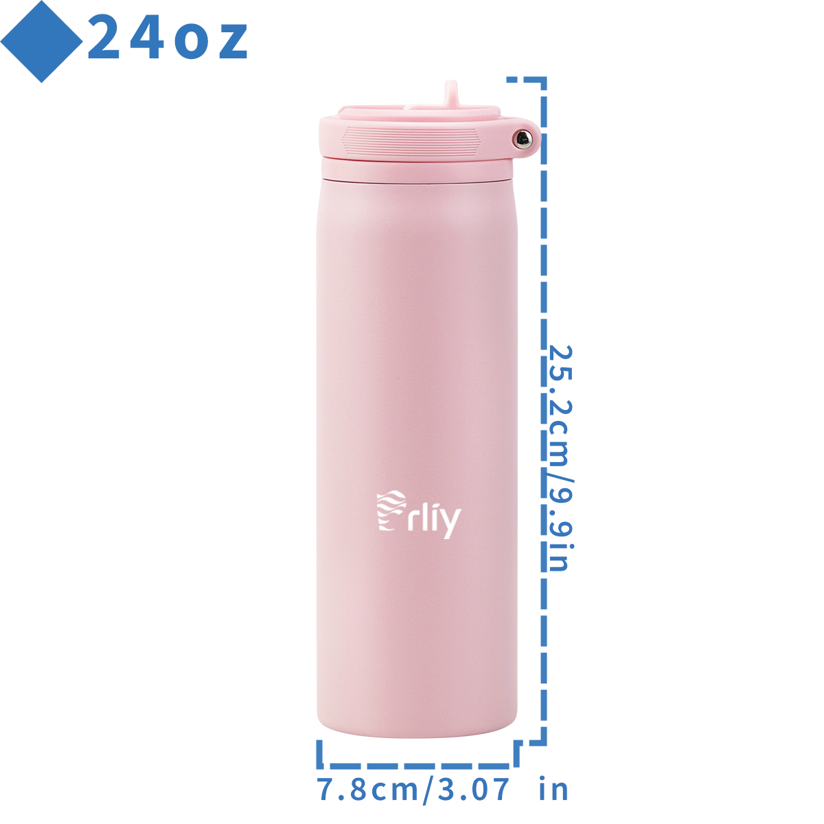 24oz insulated straw water bottle dimensions