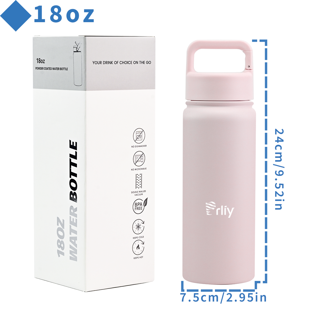 Compact 18oz Water Bottle Size and Dimensions