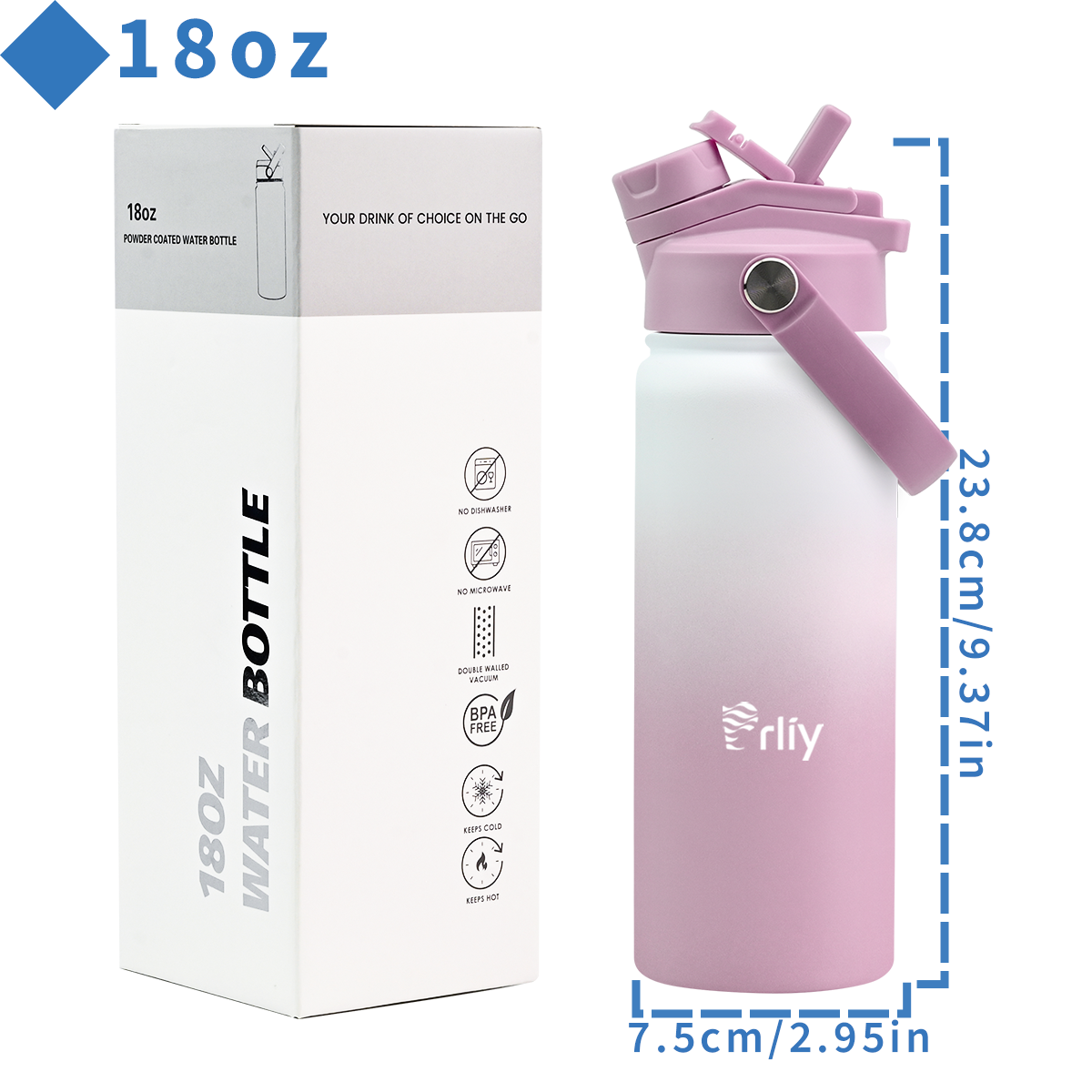 Compact 18oz Water Bottle Size and Dimensions
